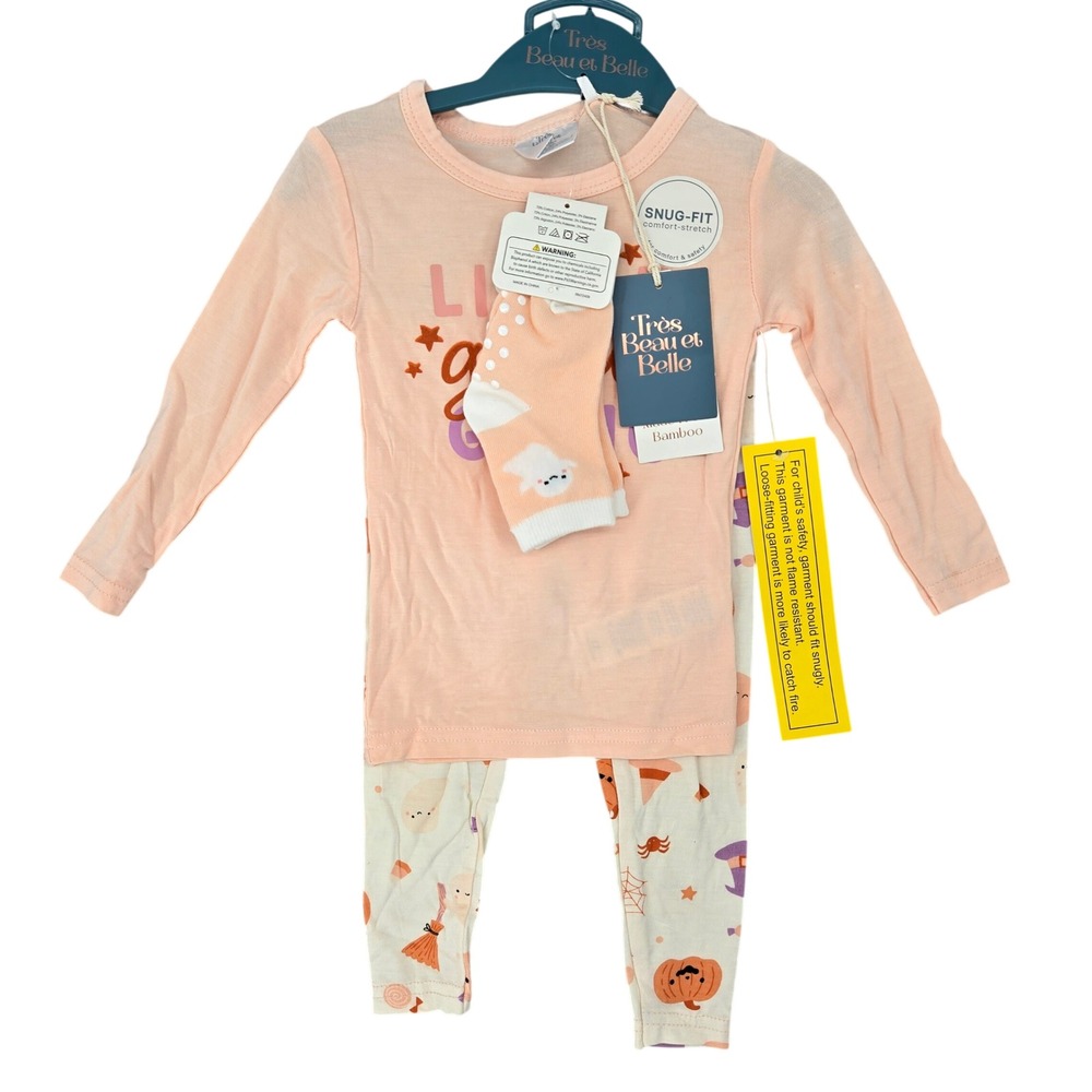 Tres Beau et Belle NWT 12M Halloween Pajama Set Baby Girl Little Ghoul Gang